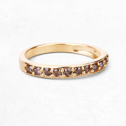 0.45 Carat Genuine Champagne Diamond 14K Yellow Gold Ring (I1-I2)  DestGlow