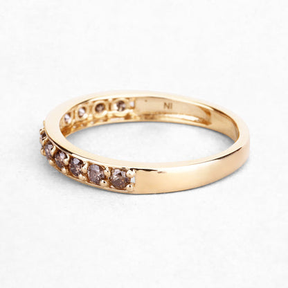 0.45 Carat Genuine Champagne Diamond 14K Yellow Gold Ring (I1-I2)  DestGlow