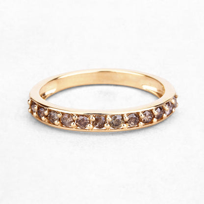 0.45 Carat Genuine Champagne Diamond 14K Yellow Gold Ring (I1-I2)  DestGlow
