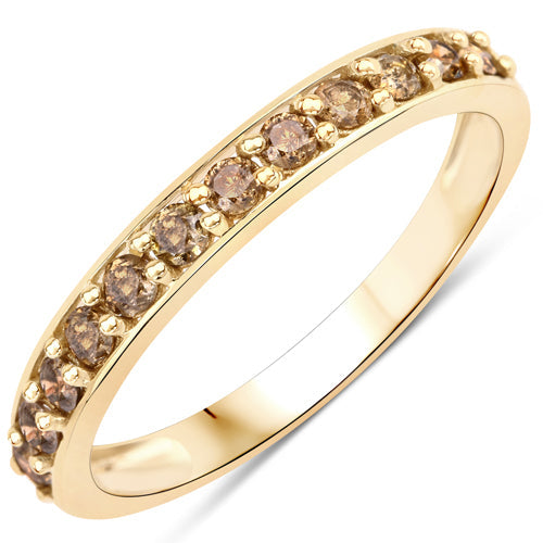 0.45 Carat Genuine Champagne Diamond 14K Yellow Gold Ring (I1-I2)  DestGlow