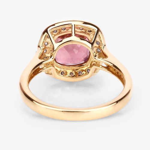 2.71 Carat Genuine Royal Pink Tourmaline and White Diamond 14K Yellow Gold Ring by Bids.com