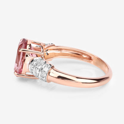 3.11 Carat Genuine Pink Tourmaline and White Diamond 14K Rose Gold Ring by Bids.com