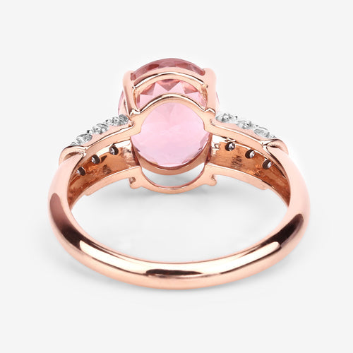 3.11 Carat Genuine Pink Tourmaline and White Diamond 14K Rose Gold Ring by Bids.com