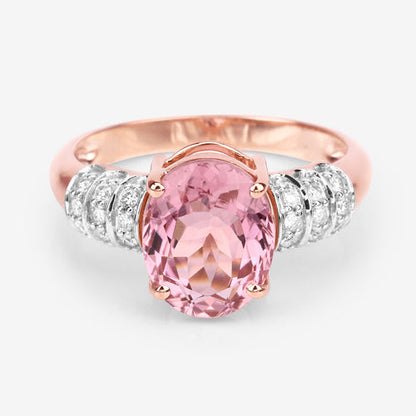 3.11 Carat Genuine Pink Tourmaline and White Diamond 14K Rose Gold Ring by Bids.com