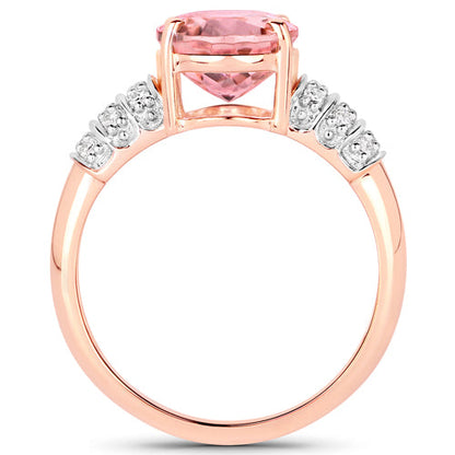 3.11 Carat Genuine Pink Tourmaline and White Diamond 14K Rose Gold Ring by Bids.com