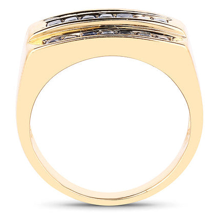 14K Yellow Gold Plated 1.05 Carat Genuine Blue Sapphire .925 Sterling Silver Ring by Bids.com