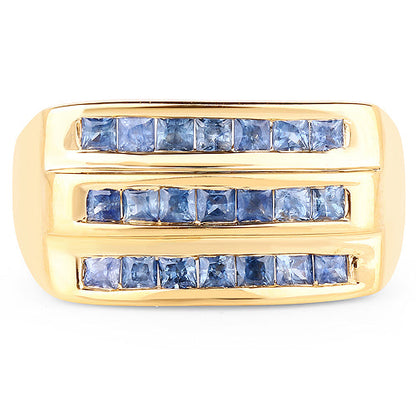 14K Yellow Gold Plated 1.05 Carat Genuine Blue Sapphire .925 Sterling Silver Ring by Bids.com