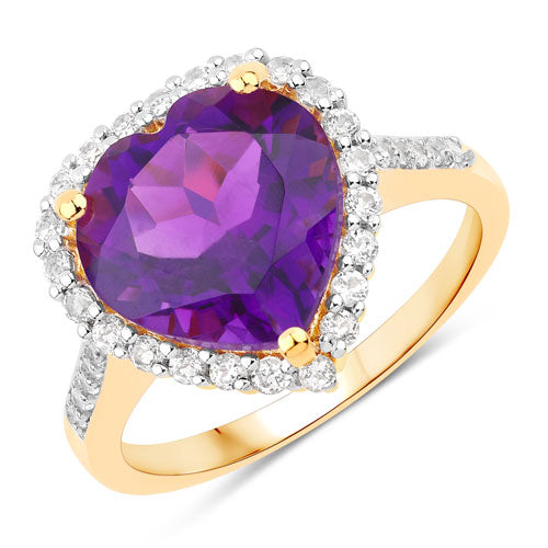 4.86 Carat Genuine Amethyst and White Topaz .925 Sterling Silver Ring by Bids.com