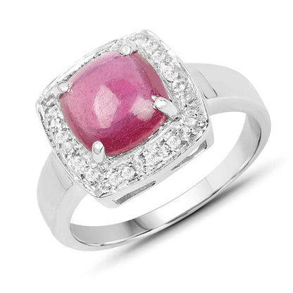 3.31 Carat Glass Filled Ruby and White Topaz .925 Sterling Silver Ring by Bids.com