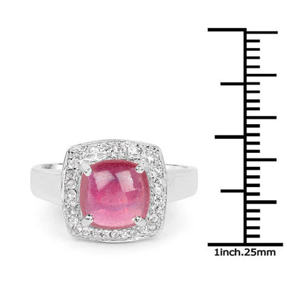 3.31 Carat Glass Filled Ruby and White Topaz .925 Sterling Silver Ring by Bids.com