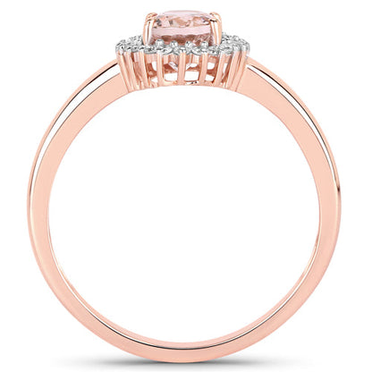 0.81 Carat Genuine Morganite and White Diamond 14K Rose Gold Ring by Bids.com
