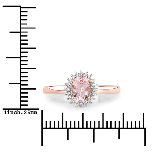 0.81 Carat Genuine Morganite and White Diamond 14K Rose Gold Ring by Bids.com