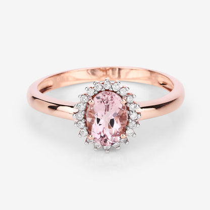 0.81 Carat Genuine Morganite and White Diamond 14K Rose Gold Ring by Bids.com