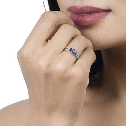 0.73 Carat Genuine Blue Sapphire and White Diamond 14K White Gold Ring by Bids.com