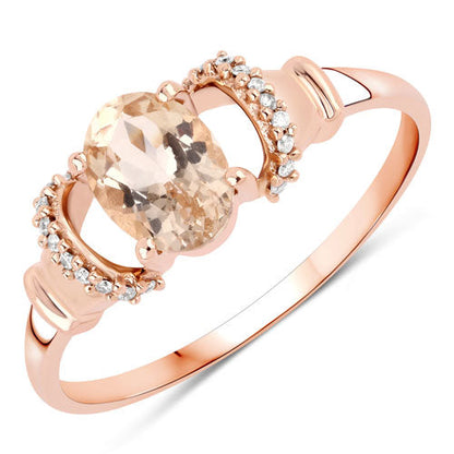 0.75 Carat Genuine Morganite and White Diamond 14K Rose Gold Ring by Bids.com