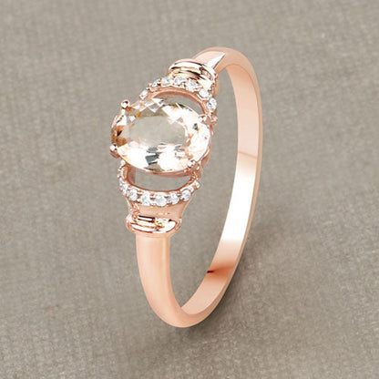 0.75 Carat Genuine Morganite and White Diamond 14K Rose Gold Ring by Bids.com