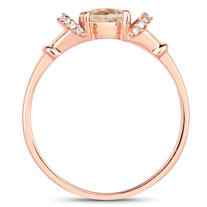 0.75 Carat Genuine Morganite and White Diamond 14K Rose Gold Ring by Bids.com