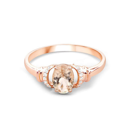 0.75 Carat Genuine Morganite and White Diamond 14K Rose Gold Ring by Bids.com