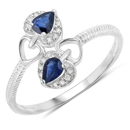 0.34 Carat Genuine Blue Sapphire and White Diamond 14K White Gold Ring by Bids.com