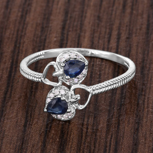 0.34 Carat Genuine Blue Sapphire and White Diamond 14K White Gold Ring by Bids.com