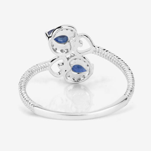 0.34 Carat Genuine Blue Sapphire and White Diamond 14K White Gold Ring by Bids.com