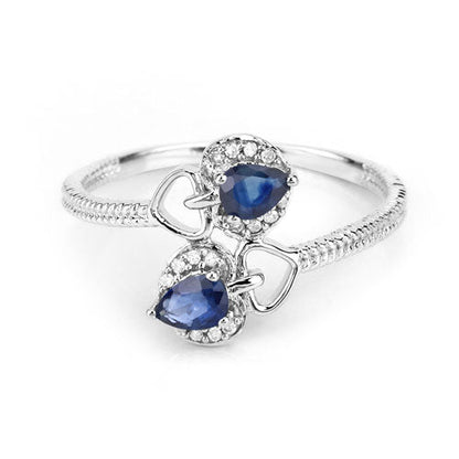 0.34 Carat Genuine Blue Sapphire and White Diamond 14K White Gold Ring by Bids.com