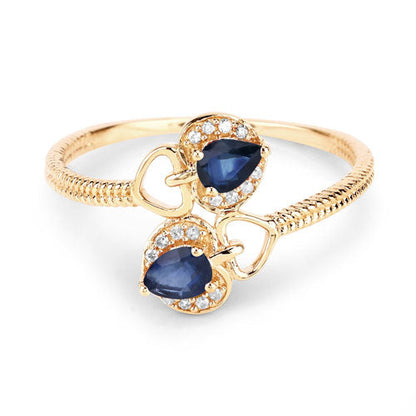 0.34 Carat Genuine Blue Sapphire and White Diamond 14K Yellow Gold Ring by Bids.com