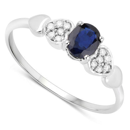 0.44 Carat Genuine Blue Sapphire and White Diamond 14K White Gold Ring by Bids.com