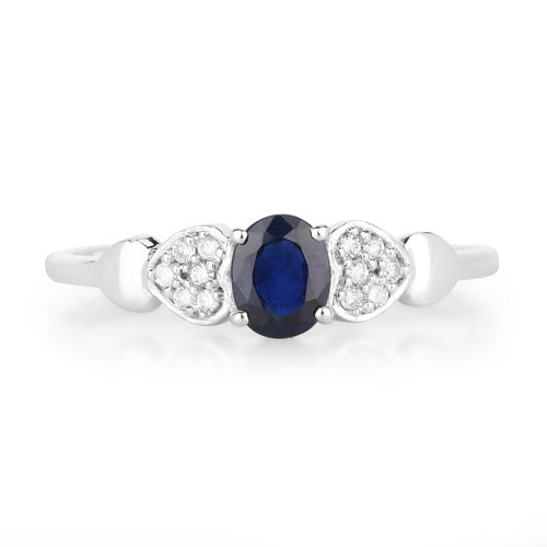 0.44 Carat Genuine Blue Sapphire and White Diamond 14K White Gold Ring by Bids.com