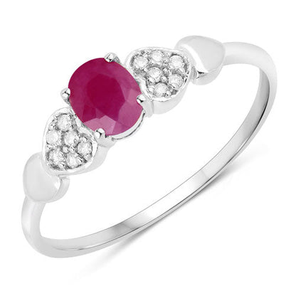 0.36 Carat Genuine Ruby and White Diamond 14K White Gold Ring by Bids.com