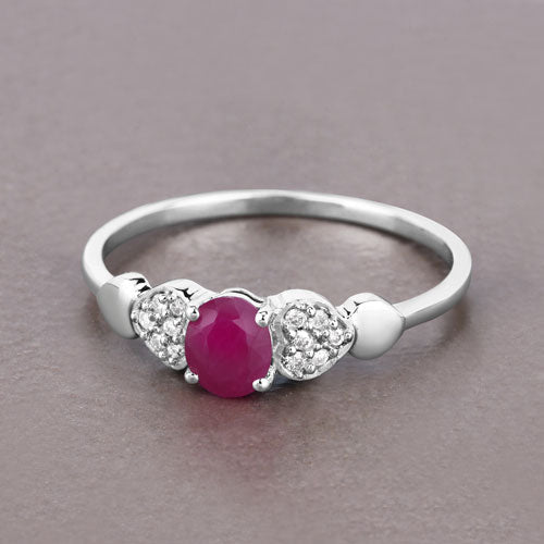 0.36 Carat Genuine Ruby and White Diamond 14K White Gold Ring by Bids.com