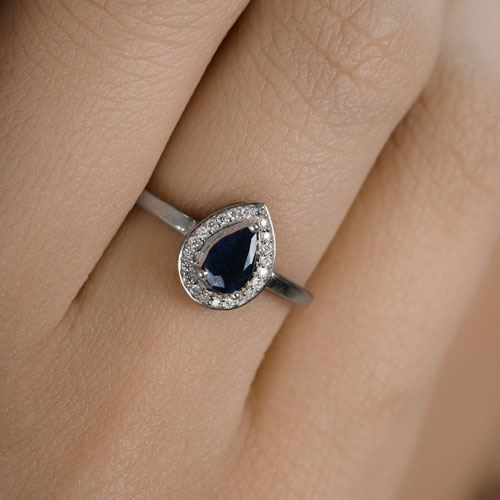 0.48 Carat Genuine Blue Sapphire and White Diamond 14K White Gold Ring by Bids.com