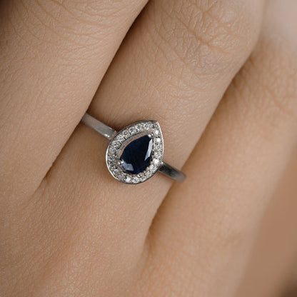 0.48 Carat Genuine Blue Sapphire and White Diamond 14K White Gold Ring by Bids.com
