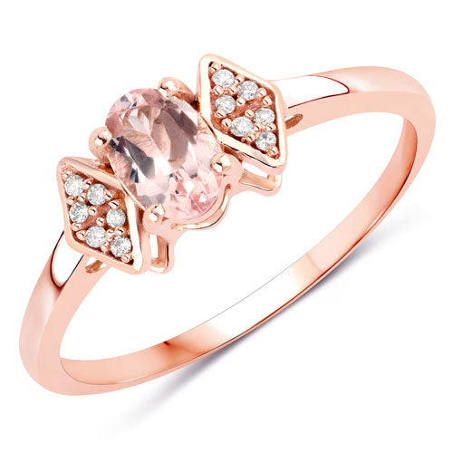 0.46 Carat Genuine Morganite and White Diamond 14K Rose Gold Ring by Bids.com