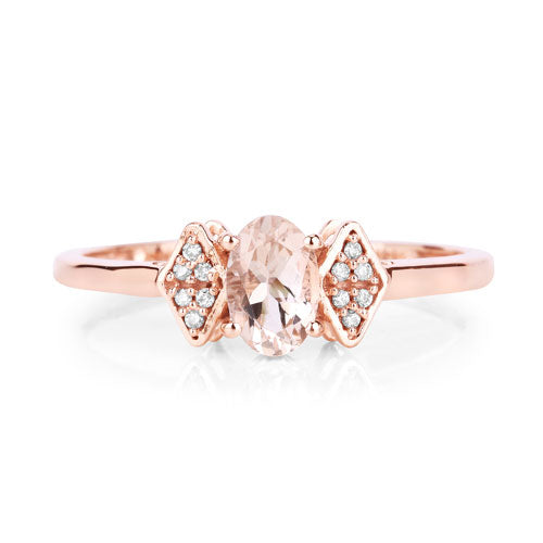 0.46 Carat Genuine Morganite and White Diamond 14K Rose Gold Ring by Bids.com