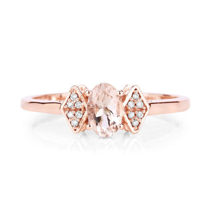0.46 Carat Genuine Morganite and White Diamond 14K Rose Gold Ring by Bids.com