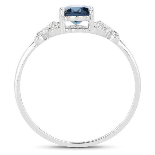 0.93 Carat Genuine London Blue Topaz and White Diamond 14K White Gold Ring by Bids.com