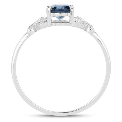 0.93 Carat Genuine London Blue Topaz and White Diamond 14K White Gold Ring by Bids.com