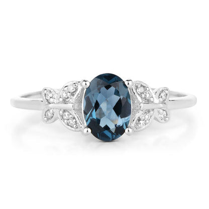 0.93 Carat Genuine London Blue Topaz and White Diamond 14K White Gold Ring by Bids.com