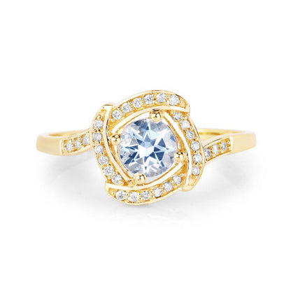 0.46 Carat Genuine Aquamarine and White Diamond 14K Yellow Gold Ring by Bids.com
