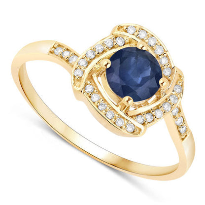0.73 Carat Genuine Blue Sapphire and White Diamond 14K Yellow Gold Ring by Bids.com
