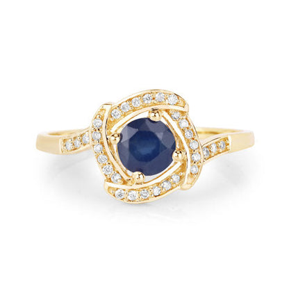 0.73 Carat Genuine Blue Sapphire and White Diamond 14K Yellow Gold Ring by Bids.com