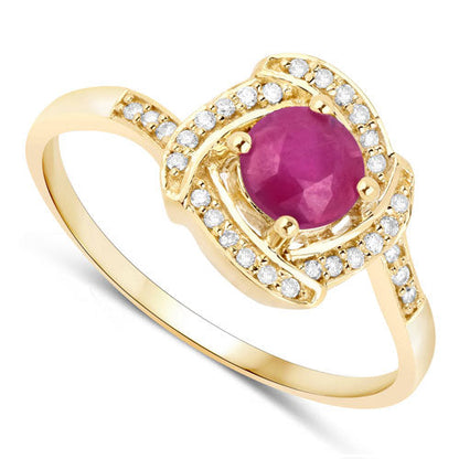 0.63 Carat Genuine Ruby and White Diamond 14K Yellow Gold Ring by Bids.com
