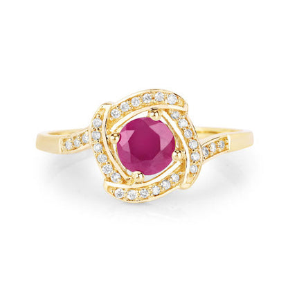 0.63 Carat Genuine Ruby and White Diamond 14K Yellow Gold Ring by Bids.com