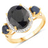 "5.13 Carat Dyed Sapphire, Blue Sapphire and White Diamond .925 Sterling Silver Ring by Bids.com