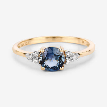 1.08 Carat Genuine Blue Sapphire and White Diamond 14K Yellow Gold Ring by Bids.com