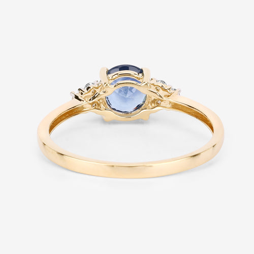 1.08 Carat Genuine Blue Sapphire and White Diamond 14K Yellow Gold Ring by Bids.com