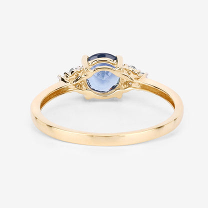 1.08 Carat Genuine Blue Sapphire and White Diamond 14K Yellow Gold Ring by Bids.com