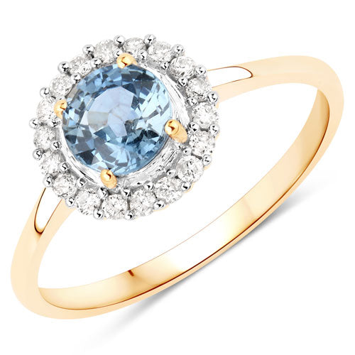1.03 Carat Genuine Blue Sapphire and White Diamond 14K Yellow Gold Ring by Bids.com