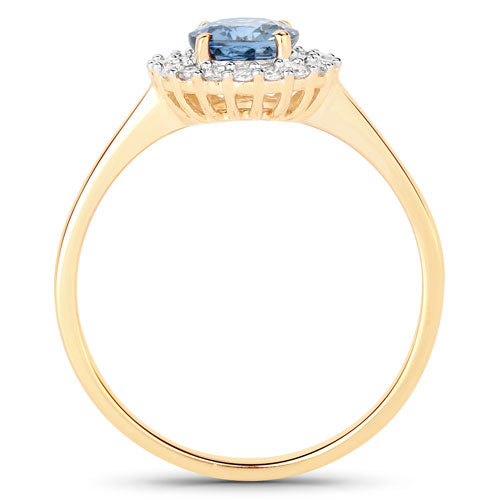 1.03 Carat Genuine Blue Sapphire and White Diamond 14K Yellow Gold Ring by Bids.com